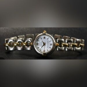 Vintage Anne Klein Silver and Gold Watch with Roman Numerals